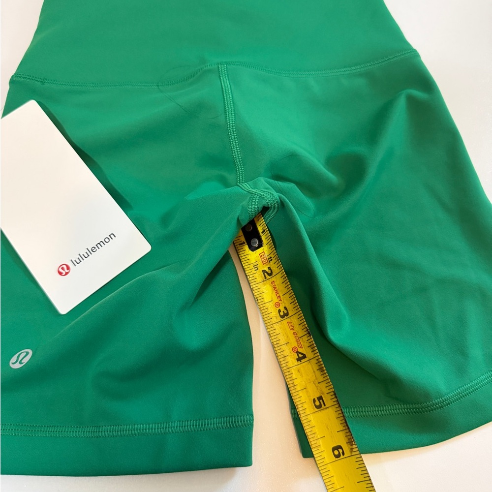 lululemon Biker Shorts Wunder Train High Rise 6’ Sz 2 Green Workout Minimalist - Picture 6 of 13